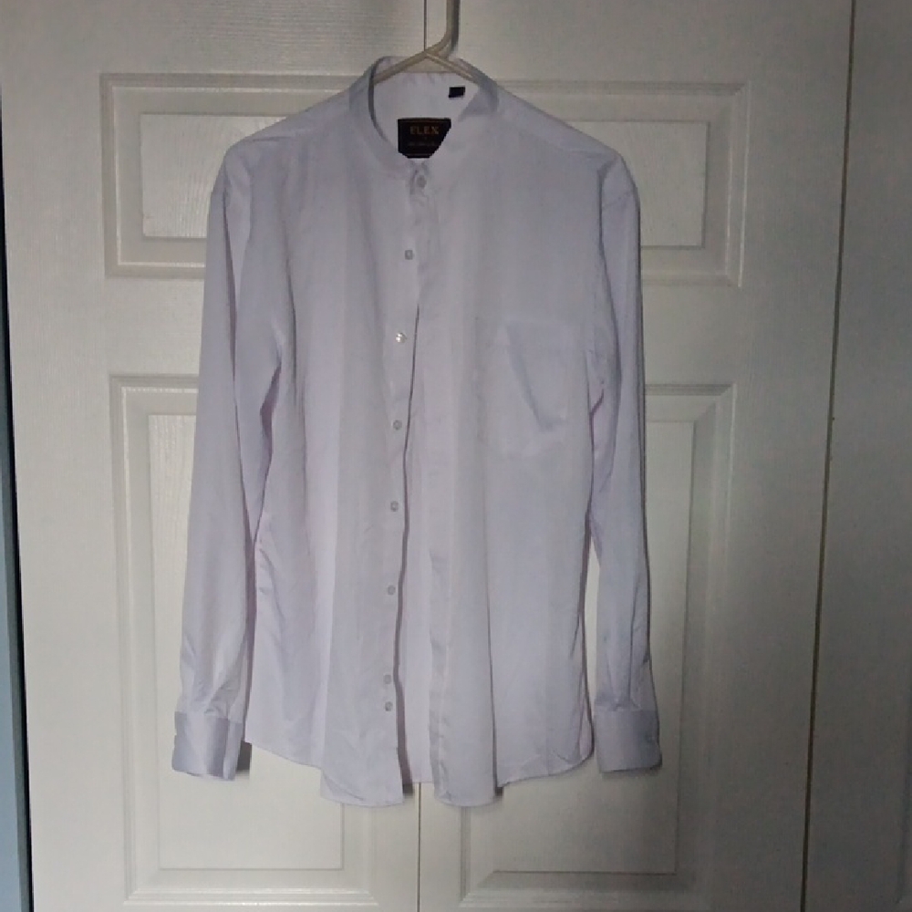 FLEX Men's Luxury Collection Satin Made In Italy Long Sleeve Button Up Shirt SzM